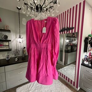 Vibrant Pink Ruched Relaxed Blouse